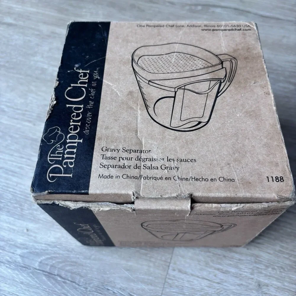 Pampered Chef Fat Gravy Separator Strainer 4 Cup 1L Measuring Pitcher 1188 Box